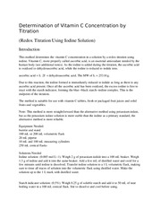 Determination of Vitamin C Concentration by Titration - Handout