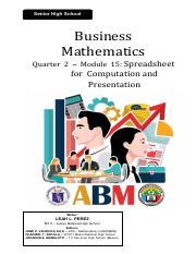 Business Mathematics_Module 15_Spreadsheet for Computation and Presentation.pdf
