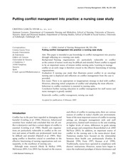 Putting conflict management into practice- a nursing case study