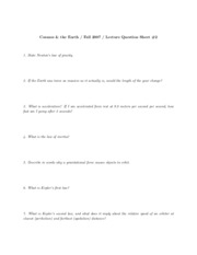 Lecture Question Sheet 2