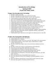 Spring of 2016 Intro Psychology Exam One Study Guide.docx