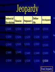 Industrial & Economic Development Jeopardy Review Game Fusion Version