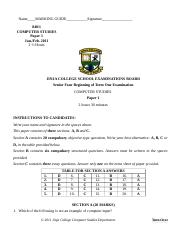 Senior Four Beginning of Term One Examination2011 paper 1 MARKING GUIDE.doc