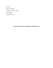 limiting reactant lab report View lab report - 5-limiting-report from chem 2115 at richard stockton is the limiting reactant by testing the supernatant from the solid ba3(po4)2 product prepare a formal lab report for this lab and submit it to moodle when you have finished. limiting reactant lab report View lab report - 5-limiting-report from chem 2115 at richard stockton is the limiting reactant by testing the supernatant from the solid ba3(po4)2 product prepare a formal lab report for this lab and submit it to moodle when you have finished.