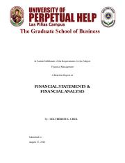 Reaction Paper on Financial Statements