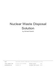 Nuclear Waste Disposal Solution