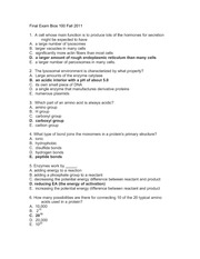 Final Exam Bios 100 Fall 2011 with answers