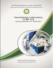 CLAB 315-Hematology Lab