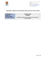 AURLTZ001- Diagnose and repair light vehicle emission control systems.docx