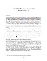 Econ7310 Project2 Docx Econ7310 Elements Of Econometrics Research Project 2 Name Lei Lei Student Number 44605696 Question 1 Ols Tsls And Panel Data Course Hero<script async src=