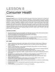 lesson 8 - Consumer Health