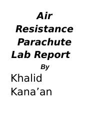 Air resistance parachute lab SNC2DR grade 10