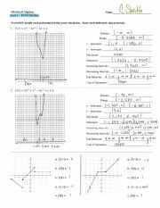 (AA) Graphing on calculator, stating characteristics, & piecewise function practice -  KEY.pdf