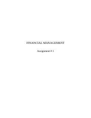financial management assignment