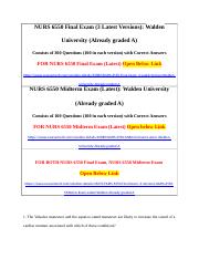 NURS 6550 Final Exam 2020 ,  Walden University.docx