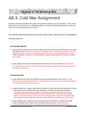 M8A3 Cold War Assignment Answer Sheet
