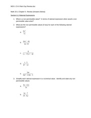 Chapter 6 Rational Expressions Review with Answers