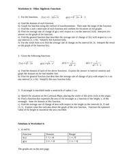 Worksheet 6, Other Algebraic Functions