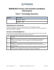 BSBINS201 Task 2 Knowledge Questions V1.0222.pdf