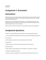 assignment 1 economics instructions