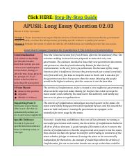 apush long essay questions and answers