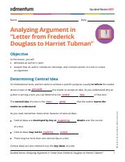 KEY_Guided Notes_English 9_A2.04_Analyzing Argument in Letter from Frederick Douglass to Harriet Tub