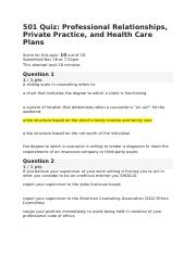 501 Quiz- Professional Relationships, Private Practice, and Health Care Plans.docx