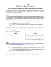 HUM 100 Relationship Between Human Creative Expression and Culture Worksheet.odt