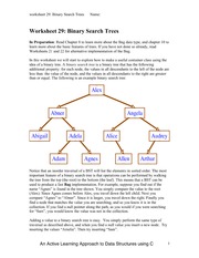 Worksheet 29 on Binary Search Trees Implementation