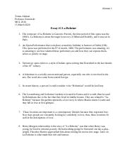 Реферат: La Boheme Essay Research Paper La BohemeMusic