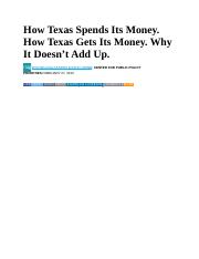 How Texas Spends Its Money.docx - How Texas Spends Its Money. How Texas  Gets Its Money. Why It Doesnt Add Up. EVA DELUNA CASTRO & DICK LAVINE,  CENTER | Course Hero