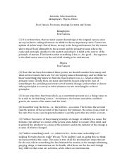 Aristotle, Metaphysics, Physics, and Ethics.docx