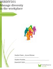 Manage diversity in the workplace BSBDIV501 - Written Assessment new (1).docx
