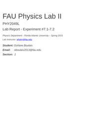 FAU Physics Lab II- 7.1-7.2