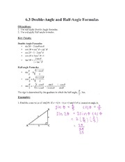 6.3 Double-Angle and Half-Angle Formulas