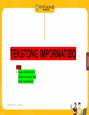 Module 2 Tekstong Impormatibo.pdf - TEKSTONG IMPORMATIBO TEKSTO isang
