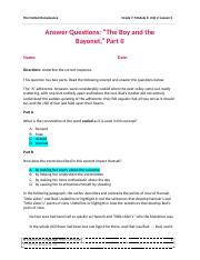  Unit 2, Lesson 5, Answer Questions “The Boy and the Bayonet,” Part II.docx