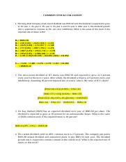 Exercises on Stock Valuation with answers.docx