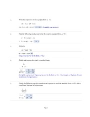 Math Online Homework Complex Numbers