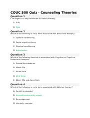COUC 500 Quiz - Counseling Theories.docx