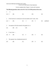 Chapter 1 Limits and Continuity Practice Questions with Answers