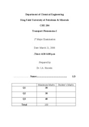 KING FAHD UNIVERSITY CHEMICAL ENGINEERING COURSE NOTES (Fluid Mechanics)-1CHE204-052-m1