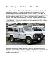 The electrical system of the land rover defender 110