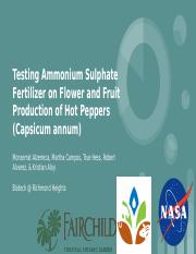 Testing Ammonium Sulphate Fertilizer on Flower and Fruit Production of Hot Peppers (Capsicum annum).