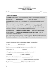 REPASO DE LA GRAMATICA ( CAPS. 1, 2 y 3)(Answer Key) - SPANISH 601D