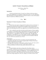 newton s second law lab report Newton’s second law of motion states that acceleration is produced when a force acts on a mass riding your bicycle is a good example of this law of motion at work riding your bicycle is a good example of this law of motion at work. newton s second law lab report Newton’s second law of motion states that acceleration is produced when a force acts on a mass riding your bicycle is a good example of this law of motion at work riding your bicycle is a good example of this law of motion at work.