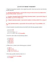 ANSWERS to quantum numbers ws.pdf - QUANTUM NUMBERS WORKSHEET 1 Name the orbitals described by ...