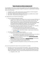 Paper Prompt for Debate Assignment 1 1302 4 Debate Topics.docx