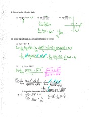 Chapter 2 Limits and Continuity Practice Test Written Answers