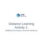 BSBMKG419 Distance Learning Activity 1.docx